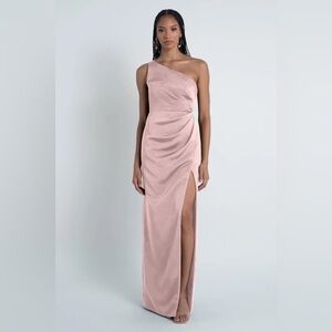 Jenny Yoo Powder Pink Side Slit Formal Gown